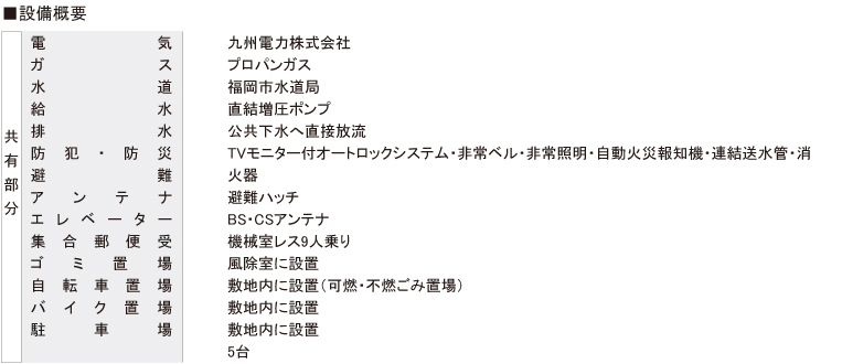 設備概要 共有部分